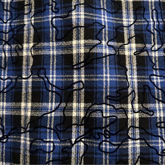 Desigual Blue Plaid Embroidered Funky Print Shirt Button Long Sleeve Mens MEDIUM - Picture 7 of 13